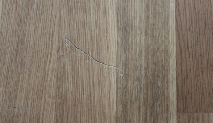 Leistungen: Reparatur von Einzelstäben in geöltem Schiffdielenboden